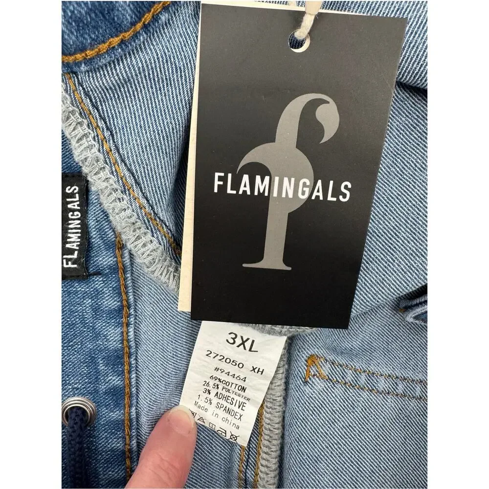 Flamingals Cargo Denim Jean Shorts Rope Tie 3XL 16/18 NWT